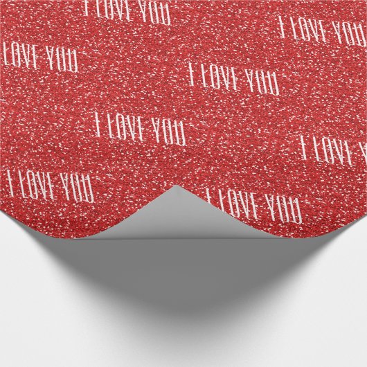 Ik hou van jou Faux Glitter of je eigen tekst Cadeaupapier (Hoek)