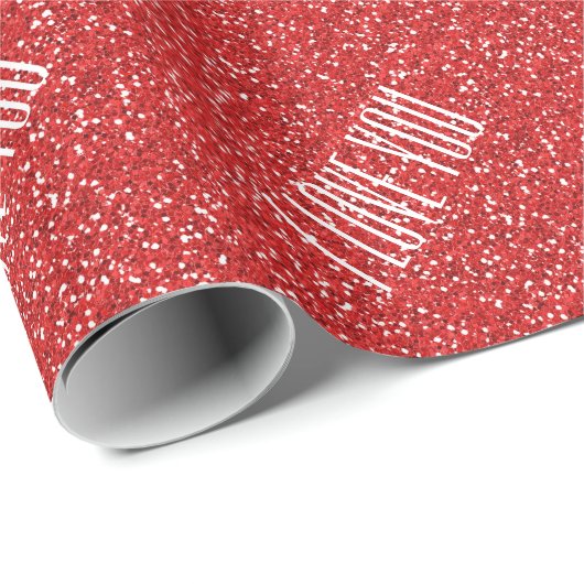 Ik hou van jou Faux Glitter of je eigen tekst Cadeaupapier (Rol Hoek)