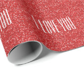 Ik hou van jou Faux Glitter of je eigen tekst Cadeaupapier (Rol Hoek)