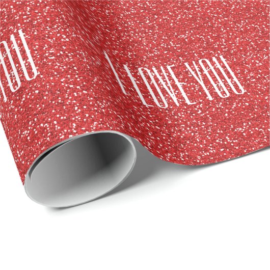 Ik hou van jou Faux Glitter of je eigen tekst Cadeaupapier (Rol Hoek)