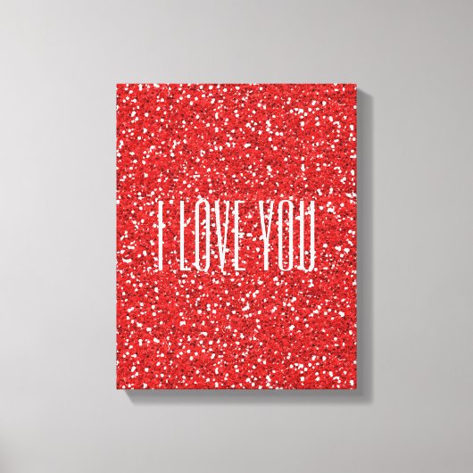 Ik hou van jou Faux Glitter of je eigen tekst Canvas Afdruk (Voorkant)