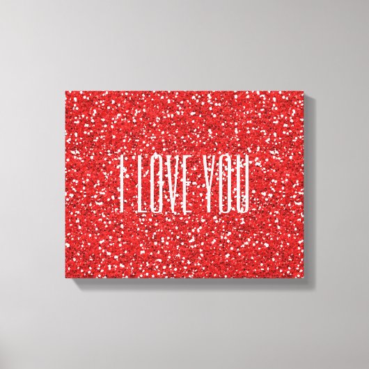 Ik hou van jou Faux Glitter of je eigen tekst Canvas Afdruk (Voorkant)