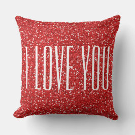 Ik hou van jou Faux Glitter of je eigen tekst Kussen