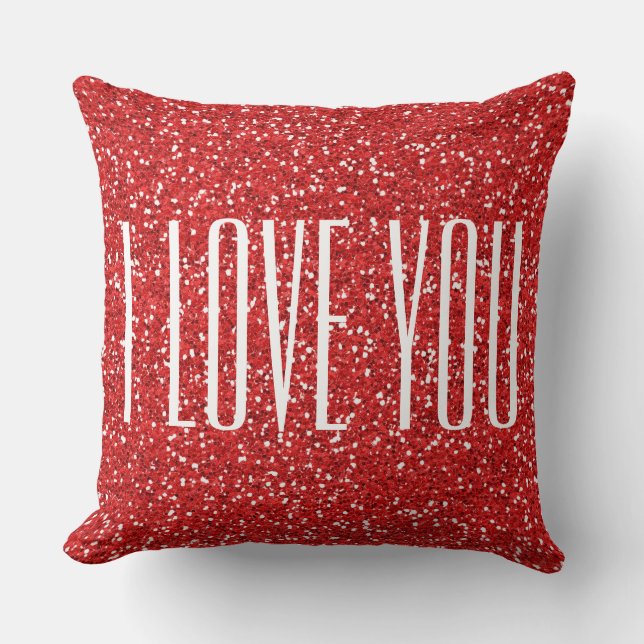 Ik hou van jou Faux Glitter of je eigen tekst Kussen (Voorkant)