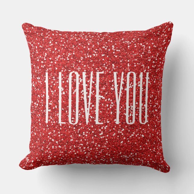 Ik hou van jou Faux Glitter of je eigen tekst Kussen (Voorkant)