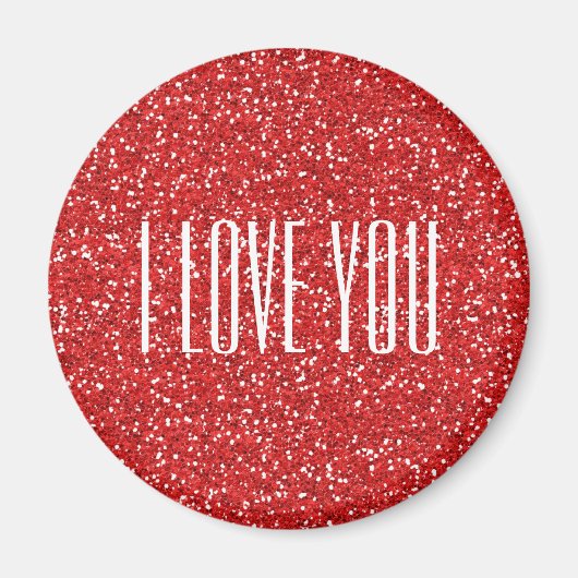 Ik hou van jou Faux Glitter of je eigen tekst Magneet (Voorkant)