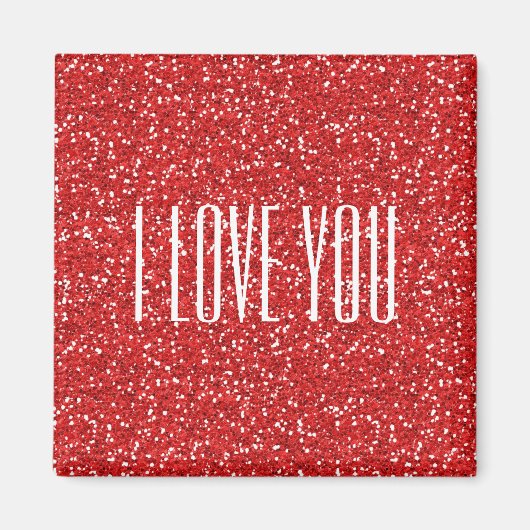 Ik hou van jou Faux Glitter of je eigen tekst Magneet (Voorkant)