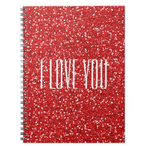 Ik hou van jou Faux Glitter of je eigen tekst Notitieboek