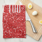 Ik hou van jou Faux Glitter of je eigen tekst Theedoek (Quarter Fold)