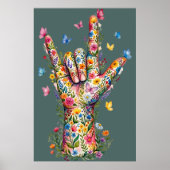 Ik Hou Van Jou Gebarentaal Bloemvlinders  Poster (Voorkant)