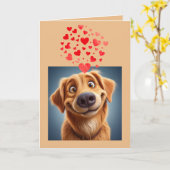 Ik hou van jou Goofy Verliefd Honden Hartjes Kaart (Gele Bloem)