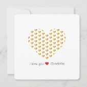 Ik hou van jou Gouden Hartjes Minimalistische Plat Feestdagenkaart (Voorkant)