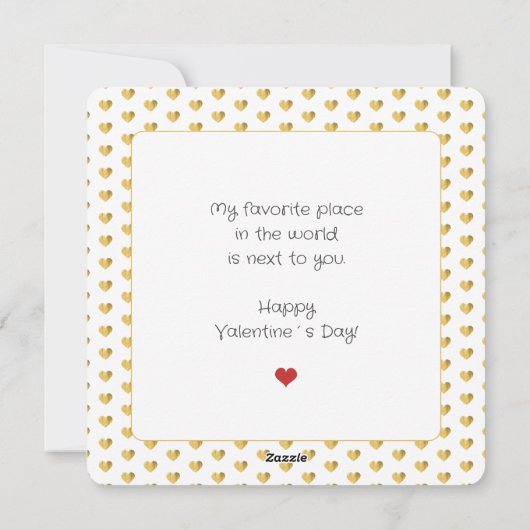 Ik hou van jou Gouden Hartjes Minimalistische Plat Feestdagenkaart (Achterkant)