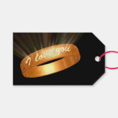 "Ik hou van jou" Gouden Ring Cadeaulabel (Voorkant (Horizontaal))