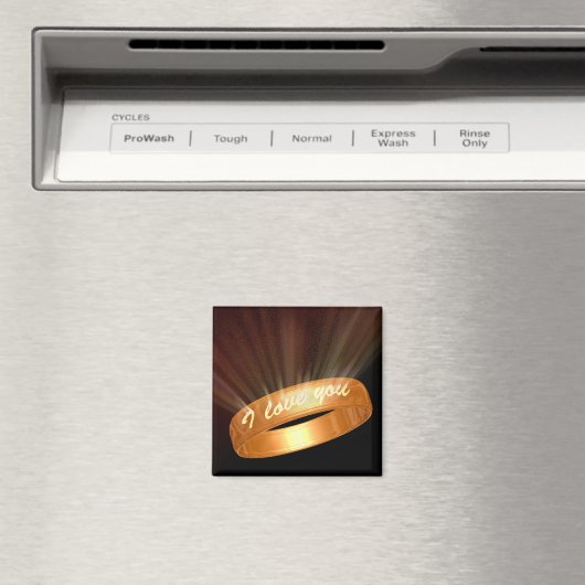 "Ik hou van jou" Gouden Ring Magneet (Insitu (Vaatwasser))