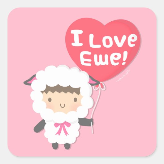 Ik Hou Van Jou Grappige Schaap Puns Vierkante Sticker (Voorkant)