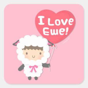Ik Hou Van Jou Grappige Schaap Puns Vierkante Sticker