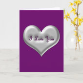 Ik hou van jou grijs hart met metaaleffect kaart (Gele Bloem)