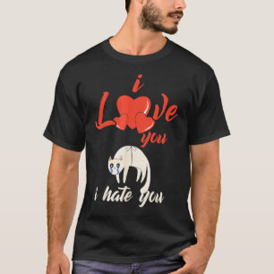 Ik hou van jou haat Kat Hart Valentijnsdag T-shirt