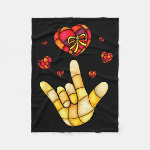Ik Hou Van Jou Hand Gebarentaal Asl - Harten Valen Fleece Deken