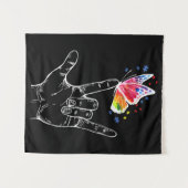 Ik Hou Van Jou Hand Gebarentaal Vlinder Autisme Wandkleed (Voorkant (horizontaal))