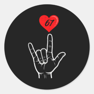 Ik Hou Van Jou Handgebaar Asl Hart 67 Vrouwen Kind Ronde Sticker