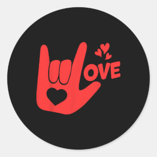 Ik Hou Van Jou Handgebaar Asl Valentijnsdag Grappi Ronde Sticker