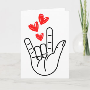 Ik-hou-van-jou-handgebaar Hart Vrouwen Meisjes Val Kaart