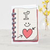 Ik Hou Van Jou Hart Doodle Kaart (Gele Bloem)