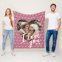 Ik Hou Van Jou Hart Foto & Initialen Fleece Deken