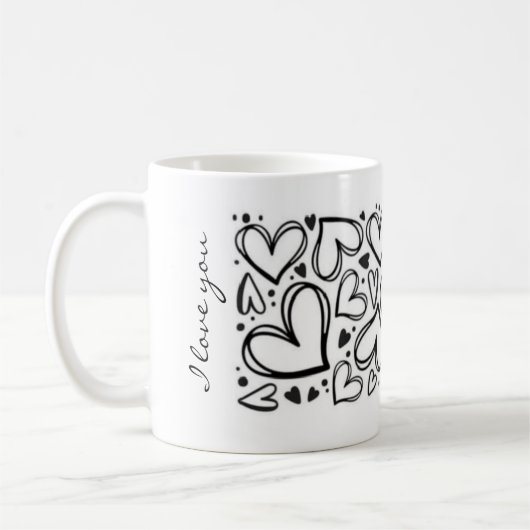 Ik hou van jou hart ontwerp koffiemok (Links)
