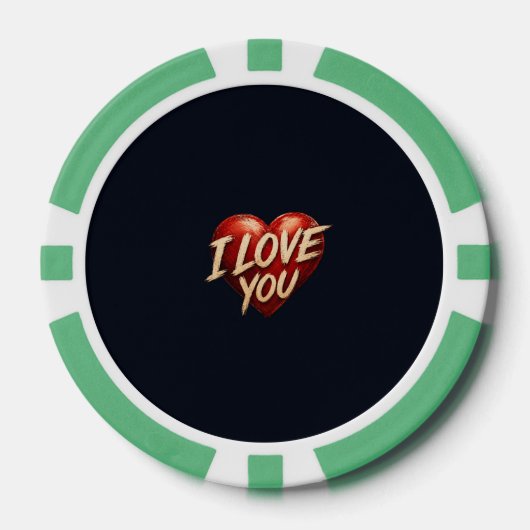 Ik Hou Van Jou Hart Ontwerp Poker Chips (Voorkant)