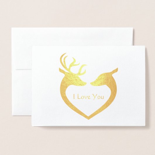 Ik hou van jou Hart Rendier Folie Folie Kaarten (Voorkant met envelop)