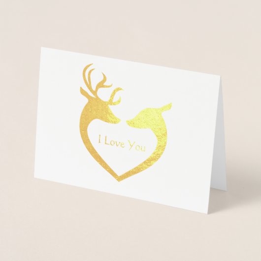Ik hou van jou Hart Rendier Folie Folie Kaarten (Voorkant)