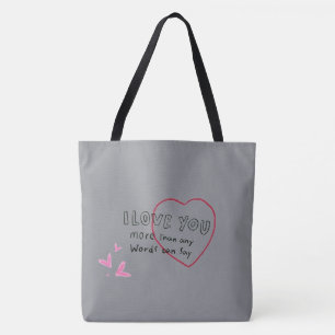 "Ik Hou Van Jou Hart Romantische Grijze Tote Tas