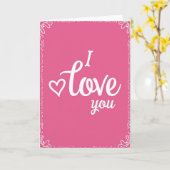 Ik Hou Van Jou Hart Witte Script Kaart (Gele Bloem)