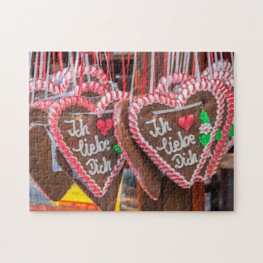 Ik hou van jou Hartjes van Peperkoek met de Feestd Legpuzzel (Horizontaal)