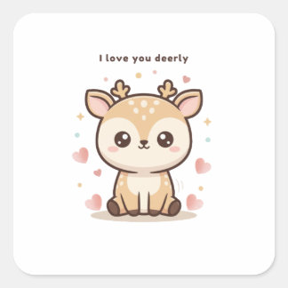 Ik Hou Van Jou Hartstikke Schattige Puchi Dōshi He Vierkante Sticker