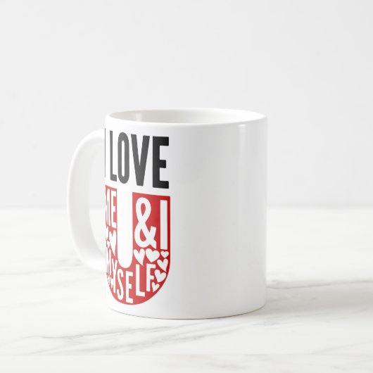 Ik hou van jou (ik, mezelf en ik) koffiemok (Voorkant links)