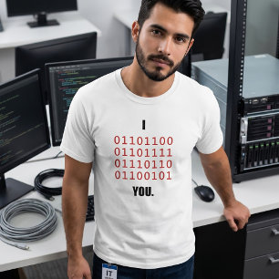 Ik hou van jou in binaire code programmeur Full St T-shirt