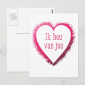 Ik hou van jou in het Nederlands in het roze. Briefkaart (Voorkant / Achterkant)