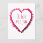 Ik hou van jou in het Nederlands in het roze. Briefkaart (Voorkant)