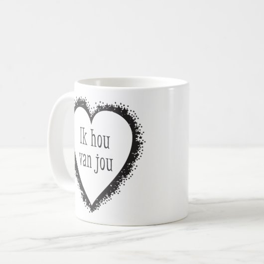 Ik hou van jou in het Nederlands. Koffiemok (Voorkant links)