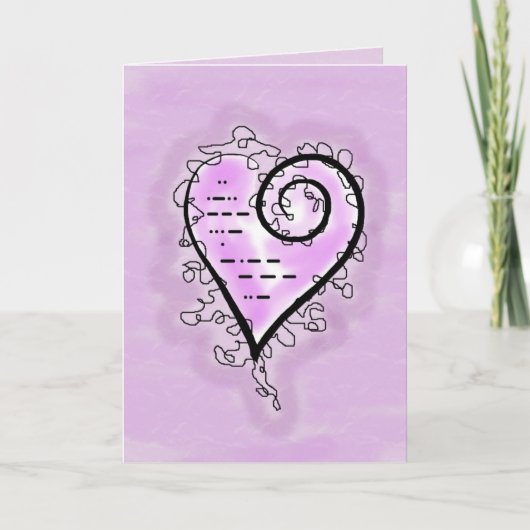 Ik Hou Van Jou in Morse Code Scroll Hart Card Kaart (Voorkant)