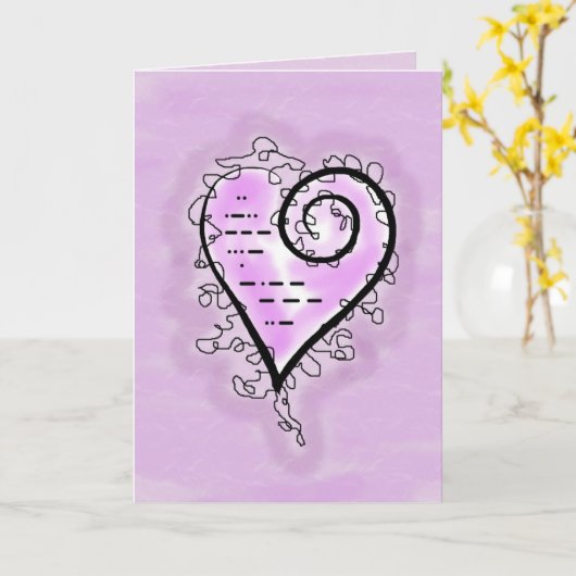 Ik Hou Van Jou in Morsecode Scroll Hart Kaart (Gele Bloem)