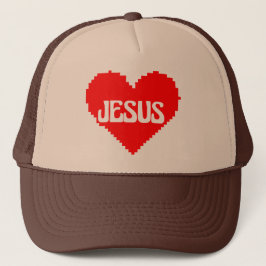 Ik hou van jou Jezus pixel art Trucker Pet