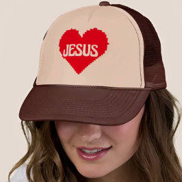 Ik hou van jou Jezus pixel art Trucker Pet