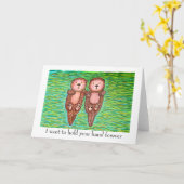 Ik hou van jou kaart met twee otters die hand in h (Gele Bloem)