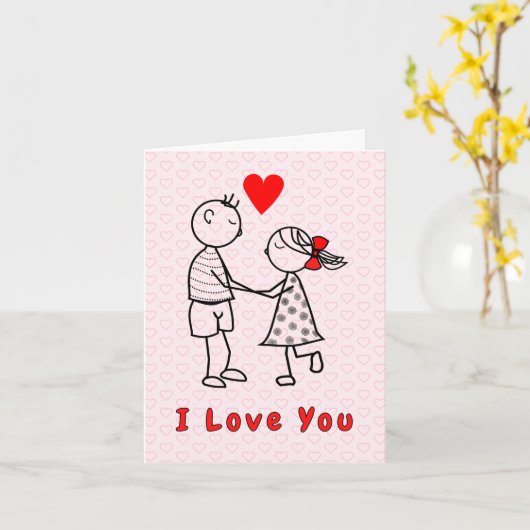 Ik Hou Van Jou Kaart Romantisch Paar Aangepaste Te (Gele Bloem)