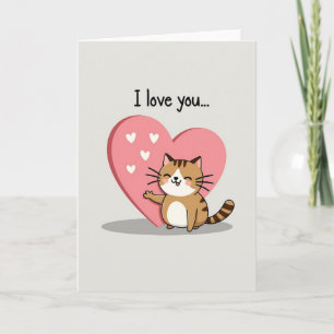 Ik Hou Van Jou Kat Hart Kaart